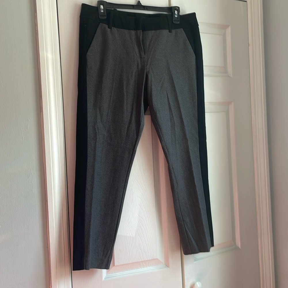 Massimo gray capris pants with black stripe.